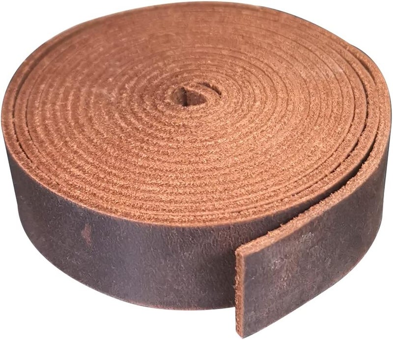 Fan&Ran Genuine Leather Strip 1 Inch Wide 64 Inches Long for DIY Craft Projects, 1.8-2mm Thick, Coffee Brown - Image 2